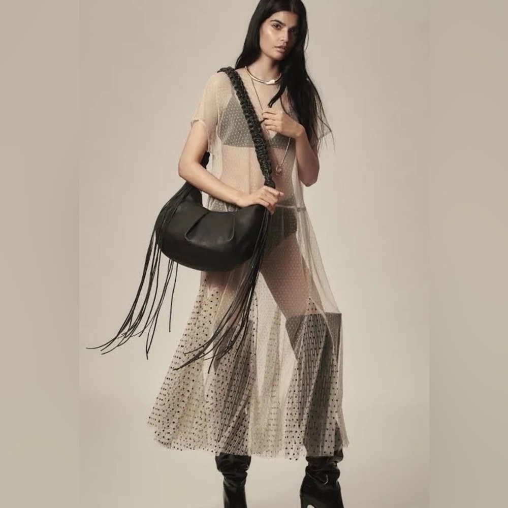 Maeve Sheer Cream Polka Dot Dress